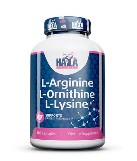 HAYA LABS L-ARGININE / L-ORNITHINE / L-LYSINE / 100 CAPS.