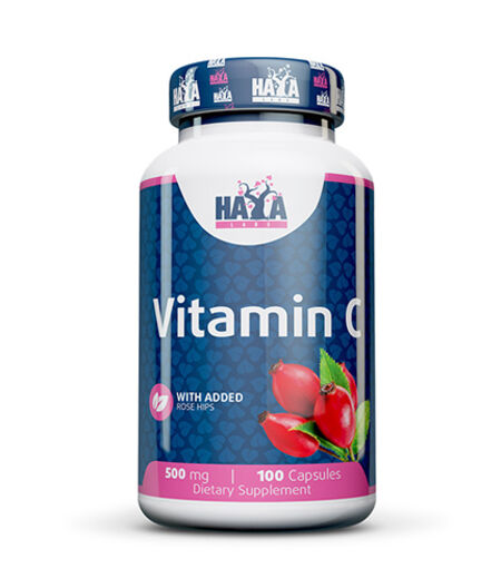 HAYA LABS VITAMIN C WITH ROSE HIPS 500MG / 100 CAPS.