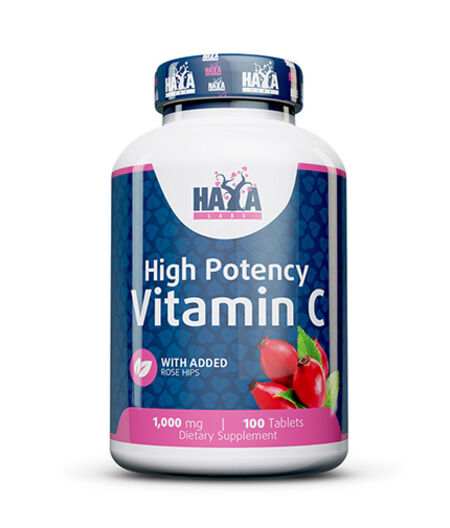 HAYA LABS HIGH POTENCY VITAMIN C 1,000MG WITH ROSE HIPS 100 TABS.