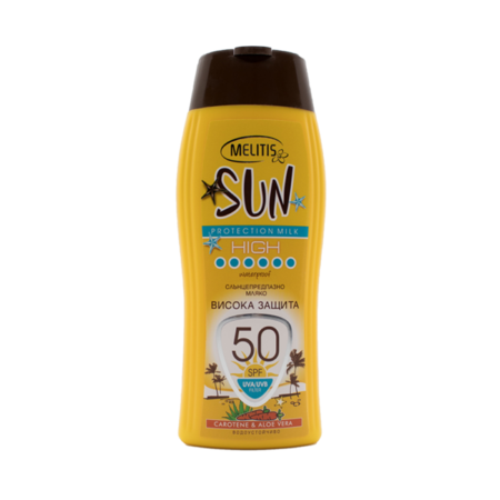 Слънцезащитно мляко “Melitis” SPF 50 с каротен и алое вера 200 ml