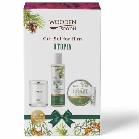 МЪЖКИ СЕТ UTOP,Натурална соева свещ Uto + Душ гел Forest Zen + Крем-дезодорант Herbalise me!+Балсам за устни Herbal Kiss