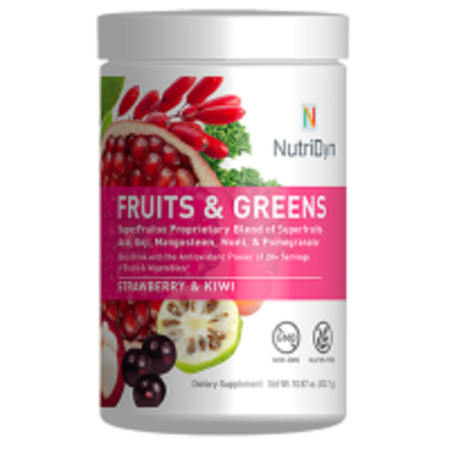 NutriDyn Fruits and Greens – Strawberry Kiwi Flavour (Плодове и зеленолистни с вкус на ягода и киви) 30 дози