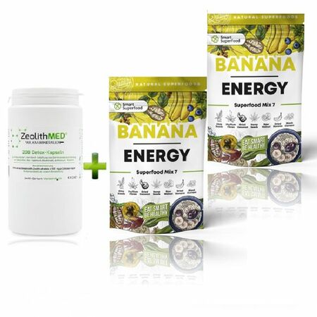 Супер хранителни добавки за по-добро здраве и уелнес. ZeolithMed 200 к-ли + Superfood Mix 7 Banana Energy 200г 10 дози