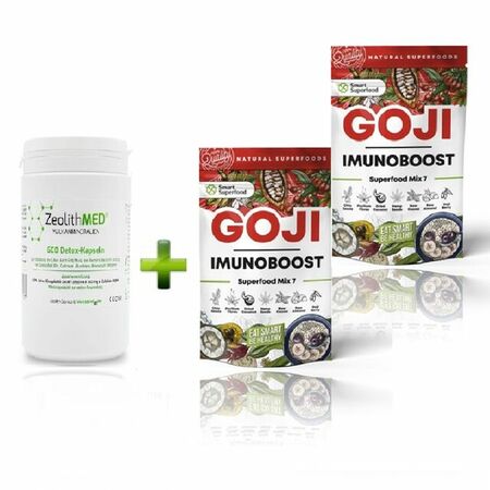 Супер хранителни добавки за по-добро здраве и уелнес. ZeolithMed 600 к-ли + Superfood Mix 7 Goji Imunoboost 200г 10 дози