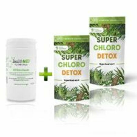 Супер хранителни добавки за по-добро здраве и уелнес. ZeolithMed 600 к-ли + Superfood Mix 9 Super Chloro Detox 200г,20 д