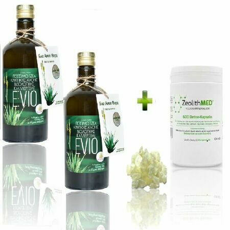 Био Промо Пакет 18: ZeolithMeD - Detox 600 капсули + 2 Бр. Aлое вера гел за пиене “EVIO” 2*750ml – мастикова смола